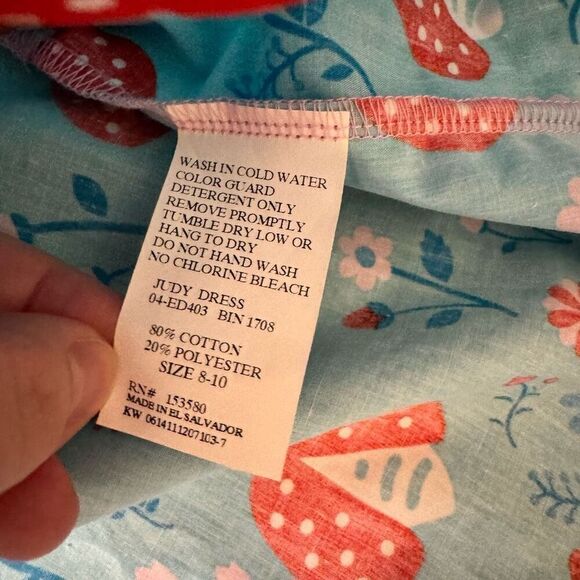 Eleanor Rose Judy Dress Pink Blue Ladybug Strawberry Daisy Floral Size 8-10 Girl - Picture 3 of 4